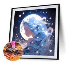 Load image into Gallery viewer, AB Diamond Painting - Full Round - Stars, Moon and Silver-Haired Girl (40*40CM)