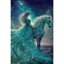 Load image into Gallery viewer, AB Diamond Painting - Full Round - Horse and princess under the starry sky (40*60CM)