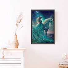 Load image into Gallery viewer, AB Diamond Painting - Full Round - Horse and princess under the starry sky (40*60CM)