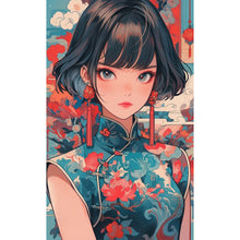 Load image into Gallery viewer, AB Diamond Painting - Full Round - Short hair cheongsam girl (40*65CM)