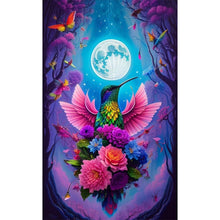 Load image into Gallery viewer, AB Diamond Painting - Full Round - Hummingbird and flowers under moon (40*65CM)
