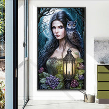 Load image into Gallery viewer, AB Diamond Painting - Full Round - The Lady with the Lamp and the Owl (40*70CM)