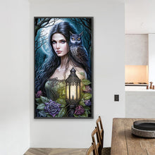 Load image into Gallery viewer, AB Diamond Painting - Full Round - The Lady with the Lamp and the Owl (40*70CM)