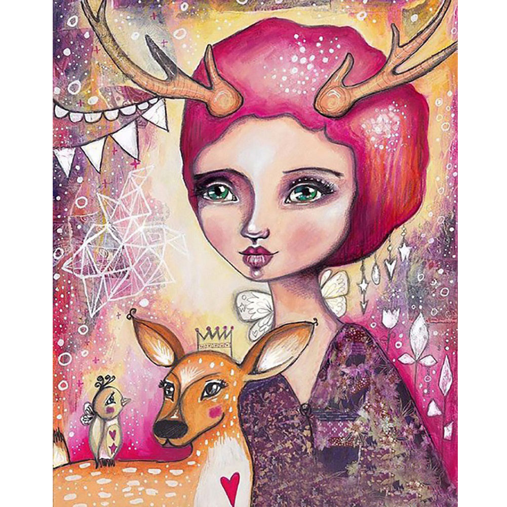 Diamond Painting - Full Round - pencil drawing girl (40*50CM)