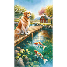 Load image into Gallery viewer, Diamond Painting - Full Round - dog and fish (40*70CM)
