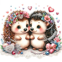 Load image into Gallery viewer, Diamond Painting - Full Round - pair of hedgehogs (30*30CM)