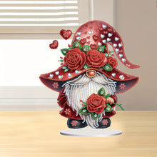 Load image into Gallery viewer, Special Shape Cute Gnome Table Top Diamond Painting Ornament Kits (Big Rose)
