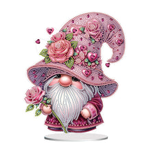 Load image into Gallery viewer, Special Shape Cute Gnome Table Top Diamond Painting Ornament Kits (Pink Flower)