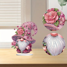 Load image into Gallery viewer, Special Shape Cute Gnome Table Top Diamond Painting Ornament Kits (Pink Flower)