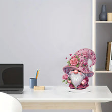 Load image into Gallery viewer, Special Shape Cute Gnome Table Top Diamond Painting Ornament Kits (Pink Flower)