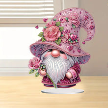 Load image into Gallery viewer, Special Shape Cute Gnome Table Top Diamond Painting Ornament Kits (Pink Flower)