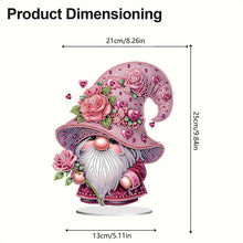 Load image into Gallery viewer, Special Shape Cute Gnome Table Top Diamond Painting Ornament Kits (Pink Flower)