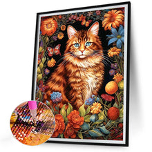 Load image into Gallery viewer, Diamond Painting - Full Round - cat among flowers (30*40CM)