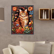 Load image into Gallery viewer, Diamond Painting - Full Round - cat among flowers (30*40CM)