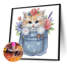 Load image into Gallery viewer, Diamond Painting - Partial Special Shaped - cat in pocket (30*30CM)