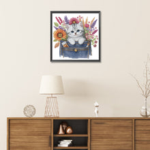 Load image into Gallery viewer, Diamond Painting - Partial Special Shaped - cat in pocket (30*30CM)