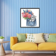 Load image into Gallery viewer, Diamond Painting - Partial Special Shaped - cat in pocket (30*30CM)