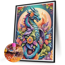 Load image into Gallery viewer, Diamond Painting - Full Round - Dragon among flowers under the moon (30*40CM)