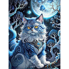Load image into Gallery viewer, Diamond Painting - Full Round - Gem cat under the moon (30*40CM)
