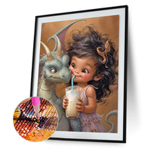 Load image into Gallery viewer, Diamond Painting - Full Round - dragon and little girl (30*40CM)