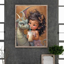 Load image into Gallery viewer, Diamond Painting - Full Round - dragon and little girl (30*40CM)