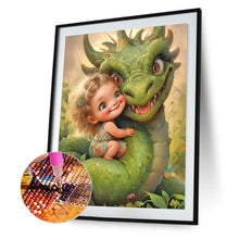 Load image into Gallery viewer, Diamond Painting - Full Round - dragon and little girl (30*40CM)