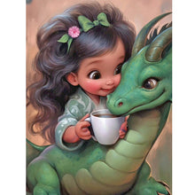 Load image into Gallery viewer, Diamond Painting - Full Round - dragon and little girl (30*40CM)