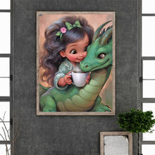 Load image into Gallery viewer, Diamond Painting - Full Round - dragon and little girl (30*40CM)