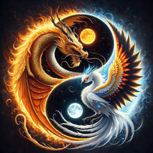 Load image into Gallery viewer, Diamond Painting - Full Round - Fire dragon ice phoenix yin and yang diagram (30*30CM)