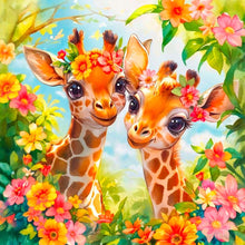 Load image into Gallery viewer, Diamond Painting - Full Round - two giraffes (30*30CM)