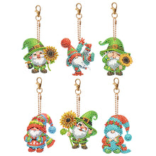 Load image into Gallery viewer, 6 Pcs Double Sided Cute Gnome Special Shape Diamond Art Keyring for Office Decor
