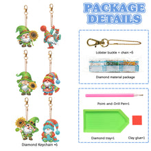 Load image into Gallery viewer, 6 Pcs Double Sided Cute Gnome Special Shape Diamond Art Keyring for Office Decor