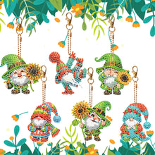 Load image into Gallery viewer, 6 Pcs Double Sided Cute Gnome Special Shape Diamond Art Keyring for Office Decor