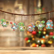 Load image into Gallery viewer, 6 Pcs Double Sided Cute Gnome Special Shape Diamond Art Keyring for Office Decor