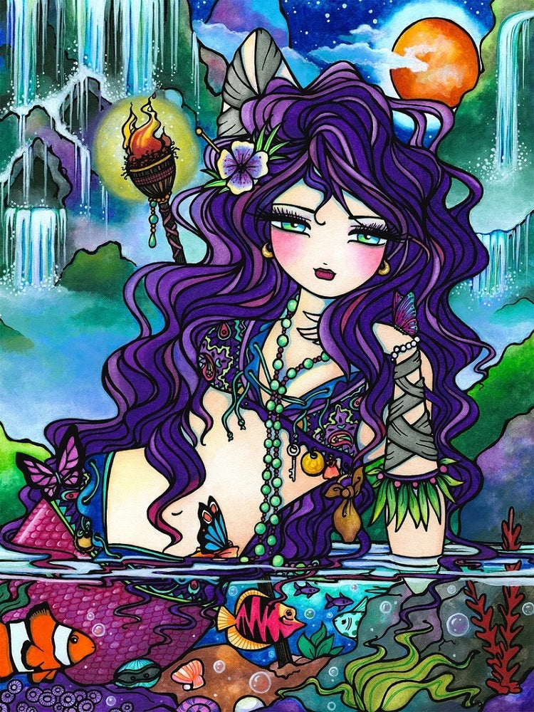 Diamond Painting - Full Round - Purple hair girl (40*50CM)