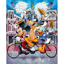 Load image into Gallery viewer, Diamond Painting - Full Round - Mickey Goofy Donald Duck Trio Bike (40*50CM)