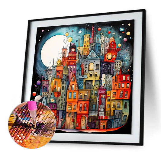 Diamond Painting - Full Round - Color cartoon houses (30*30CM)