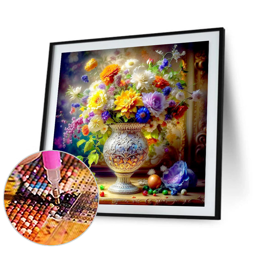 Diamond Painting - Full Round - Classic elegant beautiful colorful flowers (30*30CM)