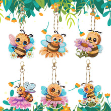 Load image into Gallery viewer, 6 Pcs Double Sided Special Shape Cute Bees Full Drill Diamond Painting Keychains