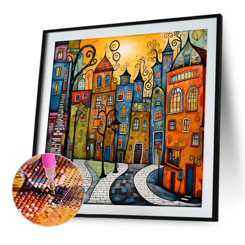 Diamond Painting - Full Square - Color cartoon houses (45*45CM)