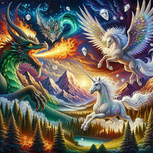 Load image into Gallery viewer, Diamond Painting - Full Round - Dragons and Pegasus and Unicorns (30*30CM)