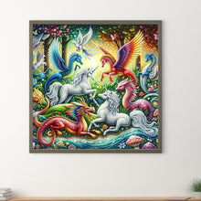 Load image into Gallery viewer, Diamond Painting - Full Round - Fantasy creatures by the stream (30*30CM)