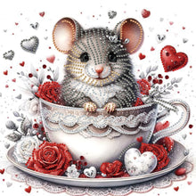 Load image into Gallery viewer, Diamond Painting - Partial Special Shaped - Mice in loving coffee cups (30*30CM)