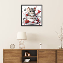 Load image into Gallery viewer, Diamond Painting - Partial Special Shaped - Mice in loving coffee cups (30*30CM)