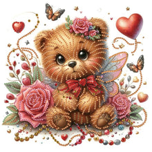 Load image into Gallery viewer, Diamond Painting - Partial Special Shaped - Rose and Elf Bear (30*30CM)