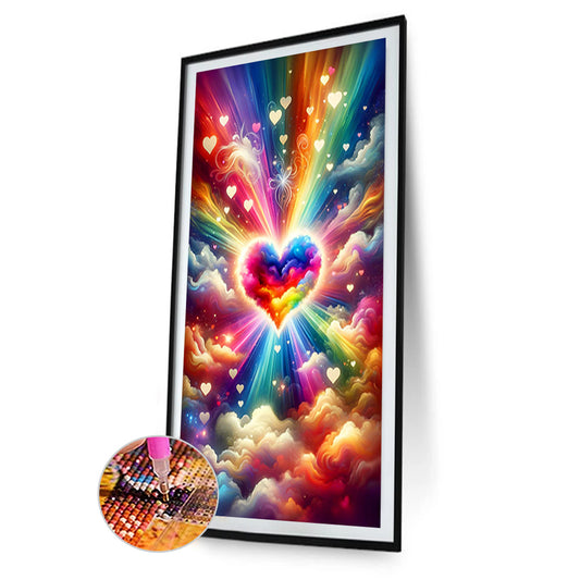 Diamond Painting - Full Round - Fantasy clouds colorful hearts (40*70CM)