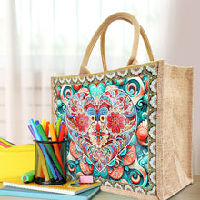 Load image into Gallery viewer, Linen DIY Flower Diamond Painting Purses for Women Adults Kids Craft (Heart)