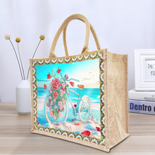 Load image into Gallery viewer, Linen DIY Flower Diamond Painting Purses for Women Adults Kids Girl Craft (Sea)