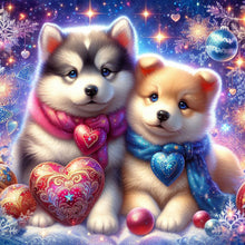 Load image into Gallery viewer, Diamond Painting - Full Round - Dog and dog (30*30CM)