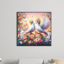 Load image into Gallery viewer, Diamond Painting - Full Round - White dove on flower (30*30CM)